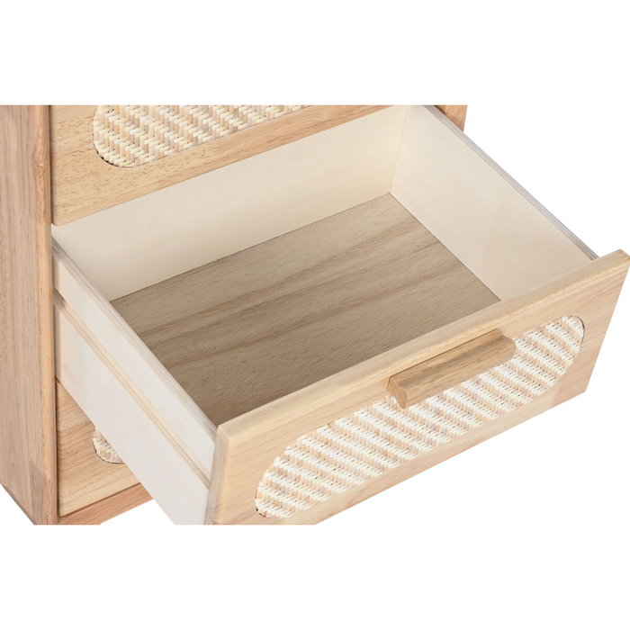 DKD Home Decor Cajonera de Rubberwood y Ratán Natural
