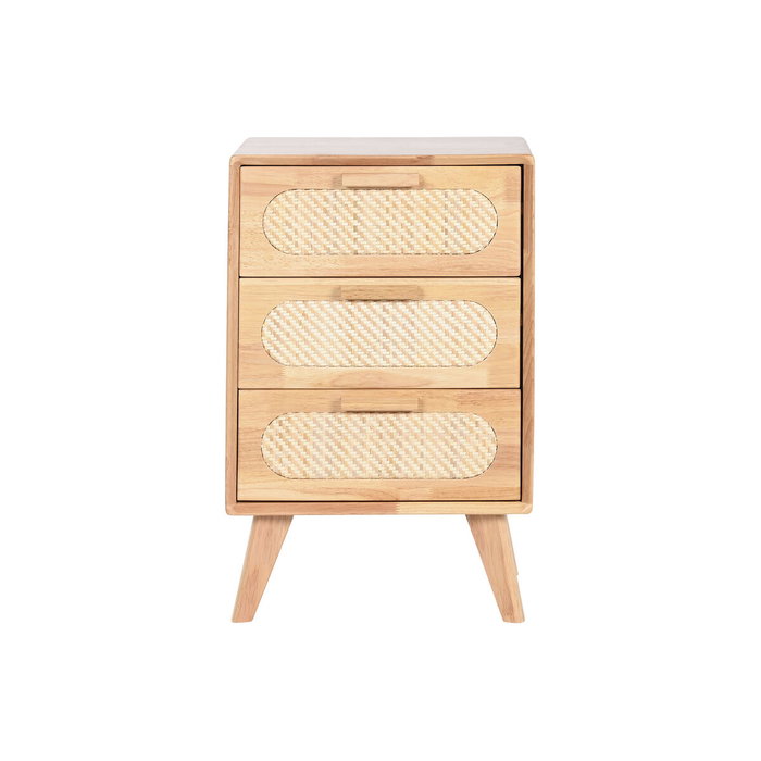 DKD Home Decor Cajonera de Rubberwood y Ratán Natural