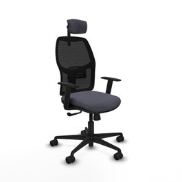 PIQUERAS Y CRESPO Silla de oficina Alfera con mecanismo Sincro, Gris oscuro y Negro