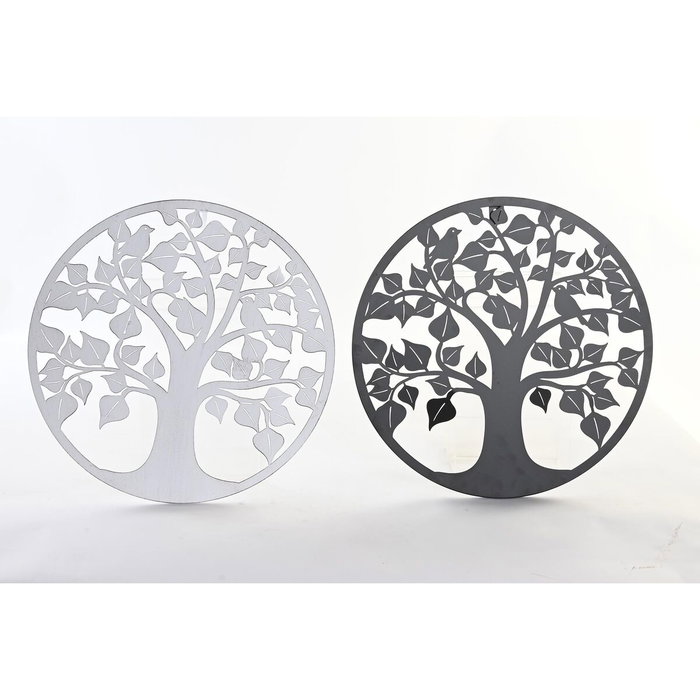 DKD Home Decor Decoración de Pared de Metal Árbol 40x40 cm Surtido de 2