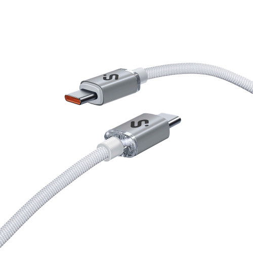 Subblim Cable Optimus USB C a USB C Carga Rápida 60W, 2m, Nylon Trenzado, Blanco