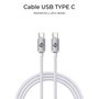 Subblim Cable Optimus USB C a USB C Carga Rápida 60W, 2m, Nylon Trenzado, Blanco