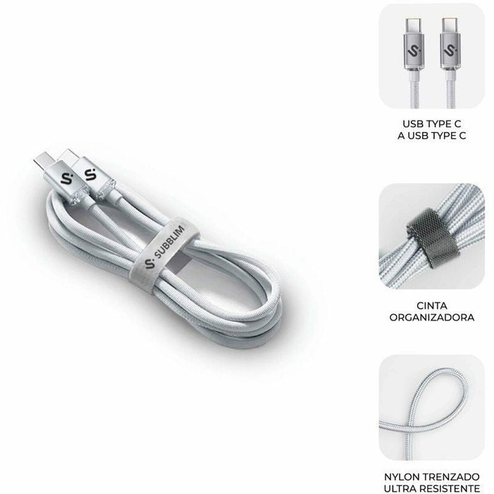 Subblim Cable Optimus USB-C a USB-C 60W 2m Blanco