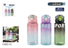 Inde Botella Deportiva de Agua Transparente Multifunción, 850 ml, 22.7 x 8 cm (12 Unidades)