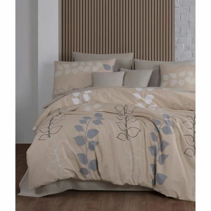 Aucune Juego de cama de 100% algodón reforzado, Beige, 220x240 cm