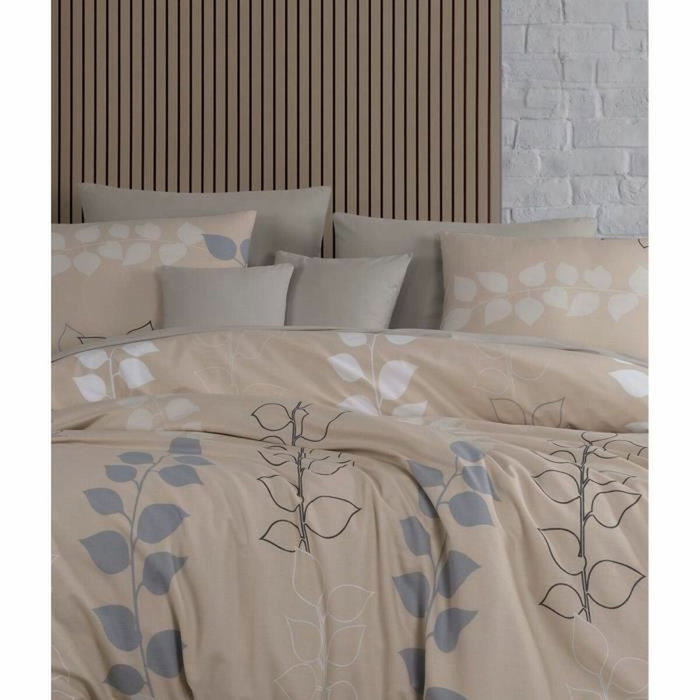 Aucune Juego de cama de 100% algodón reforzado, Beige, 220x240 cm
