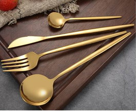 DKD Home Decor Juego de Cubertería Chic de 16 Piezas en Acero Inoxidable Dorado