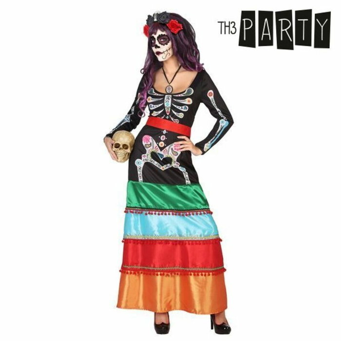 Los Ángeles Disfraz de Esqueleto Mexicano para Mujer Adulto, Vestido Largo Multicolor Los Ángeles Disfraz de Esqueleto Mexicano para Mujer Adulto, Vestido Largo Multicolor
