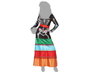 Los Ángeles Disfraz de Halloween Esqueleto Mexicano para Mujer Adulto, Vestido Largo Tallas M-L, Multicolor