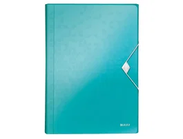 Leitz Wow Carpeta Clasificadora de Polipropileno A4 con 6 Separadores + 1 Extra Ancho Color Turquesa