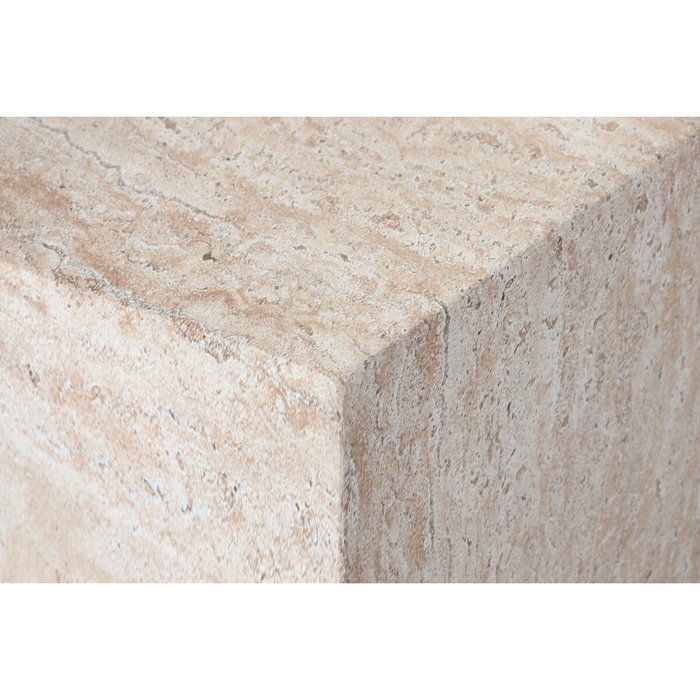 DKD Home Decor Mesa de Centro de Fibra de Vidrio Simil Travertino