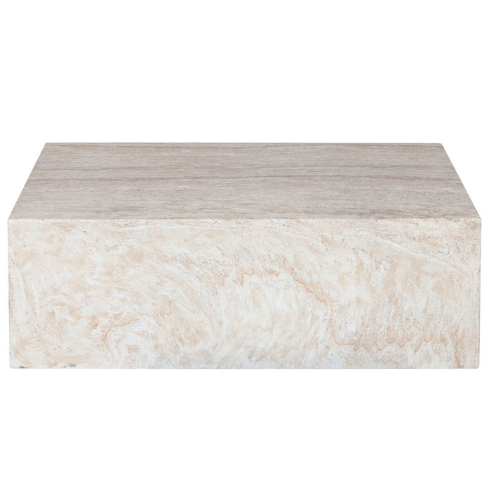 DKD Home Decor Mesa de Centro de Fibra de Vidrio Simil Travertino