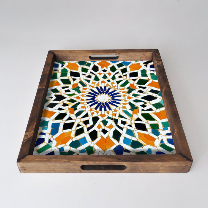 Aberto Design Bandeja REF037 de Madera Maciza para Decoración del Hogar 48x38x4 cm