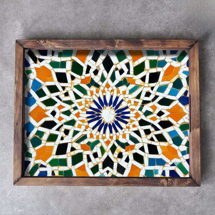 Aberto Design Bandeja REF037 de Madera Maciza para Decoración del Hogar 48x38x4 cm