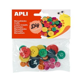 Apli B.30 Botones de Madera Tamaños Variados Colores Surtidos