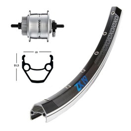 Wiener Llanta Exal ZX 28x1.75 36h Aluminio Negro Pulido - Buje Disco Shimano DH-3D32