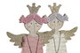 DKD Home Decor Decoración de Madera con Acabado de Purpurina Angel y Corazon