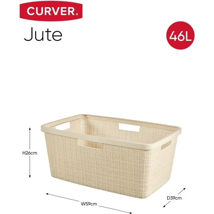 Curver CUR3253928091033 Cesta para la Ropa Sucia de Yute, 46 L, Color Beige