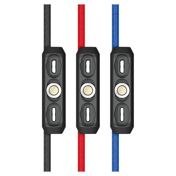 Realpower RealPower Magnetic Cable 3A Set 3 Cables Magnéticos 1m USB-A Negro Azul Rojo con Adaptadores
