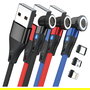 Realpower RealPower Magnetic Cable 3A Set 3 Cables Magnéticos 1m USB-A Negro Azul Rojo con Adaptadores
