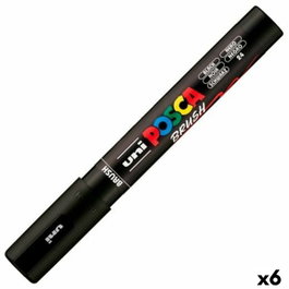 POSCA Marcador PC-5BR Brush Punta M Semiflexible Negro (Set de 6)