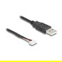 DeLOCK 12109 Cable USB 2.0 A a conector de bloque terminal de 5 pines, 0.6 m, Negro