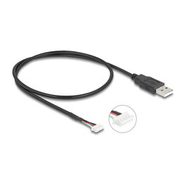 DeLOCK 12109 Cable USB 2.0 A a conector de bloque terminal de 5 pines, 0.6 m, Negro