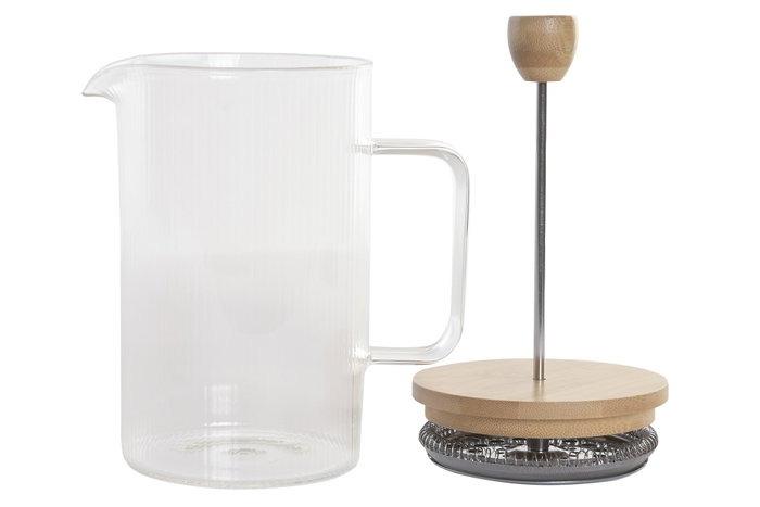 DKD Home Decor Cafetera de Borosilicato y Bambú 800ml