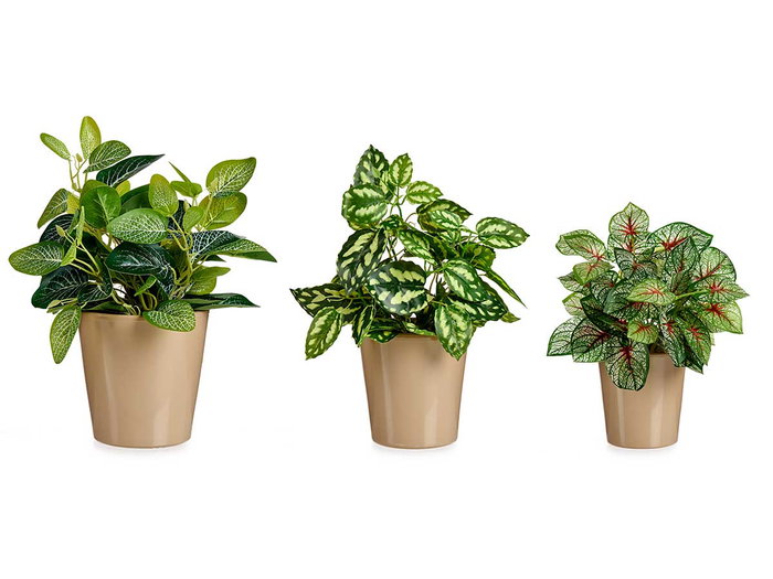 Ibergarden Set 3 Macetas Cerámica Cónicas Beige 11 cm, 14 cm, 17 cm (Set de 6)