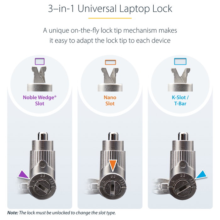 StarTech.com Candado de Seguridad Universal para Portátil Pack de 25 - 2m Cable Kensington/Nano/Noble - Llave Maestra StarTech.com Candado de Seguridad Universal para Portátil Pack de 25 - 2m Cable Kensington/Nano/Noble - Llave Maestra