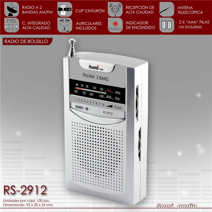 SAMI Radio AM/FM de bolsillo con auriculares