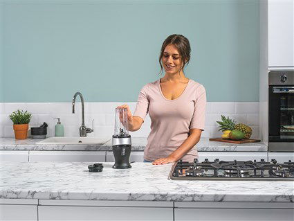 Ninja QB3001EUS Batidora de Vaso Individual para Smoothies 700W con 2 Vasos y Tapas de Viaje