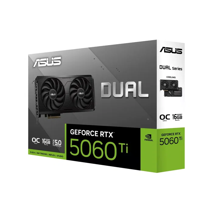 ASUS Dual GeForce RTX 5060 Ti EVO OC Edition - Tarjeta Gráfica NVIDIA 16 GB GDDR7, 128-bit, PCIe 5.0, HDMI 2.1b, 3x DisplayPort