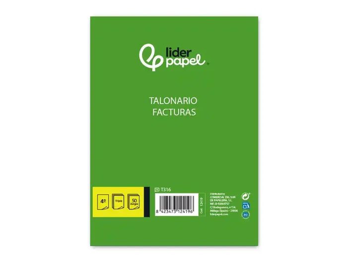 Liderpapel Talonario de facturas tamaño cuarto con original y 2 copias con I.V.A. Liderpapel Talonario de facturas tamaño cuarto con original y 2 copias con I.V.A.