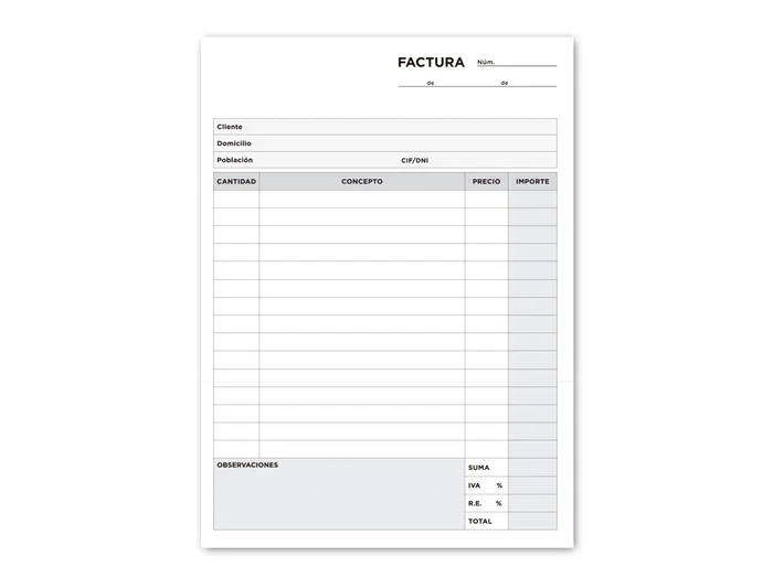 Liderpapel Talonario T316 Facturas Cuarto Original y 2 Copias con IVA