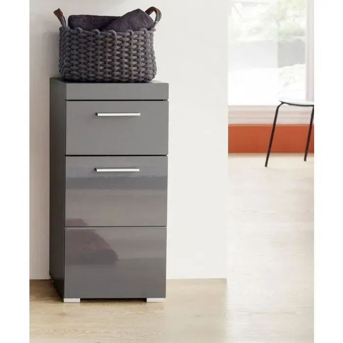 Trendteam Mueble Bajo de Baño AMANDA - 1 Puerta + 1 Cajón - Gris - L37 x P31 x H79 cm Trendteam Mueble Bajo de Baño AMANDA - 1 Puerta + 1 Cajón - Gris - L37 x P31 x H79 cm