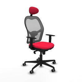 PIQUERAS Y CRESPO Silla de oficina Jorquera con mecanismo Sincro, Tela Roja y Malla Gris