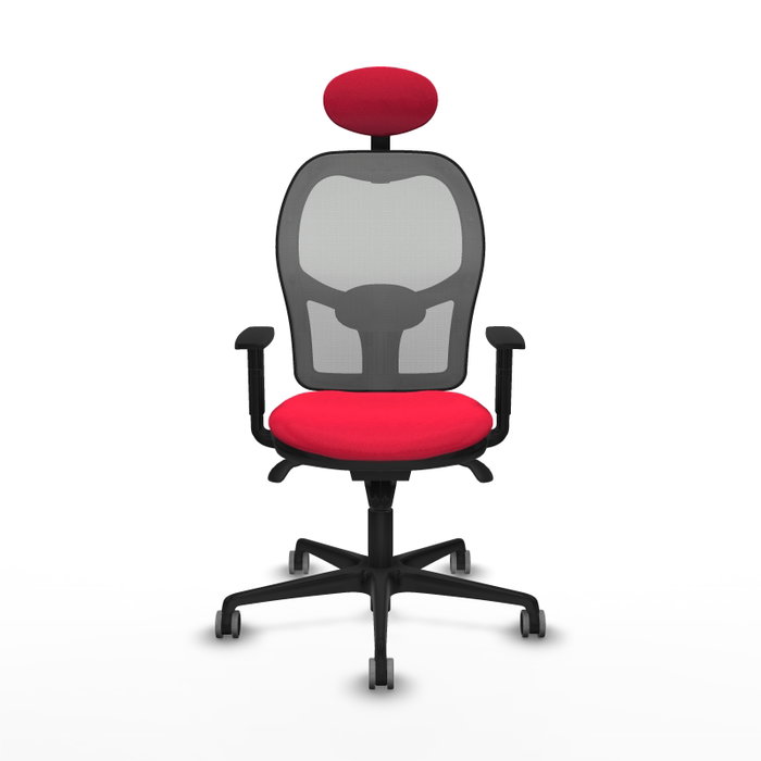 PIQUERAS Y CRESPO Silla de oficina Jorquera con mecanismo Sincro, Tela Roja y Malla Gris PIQUERAS Y CRESPO Silla de oficina Jorquera con mecanismo Sincro, Tela Roja y Malla Gris