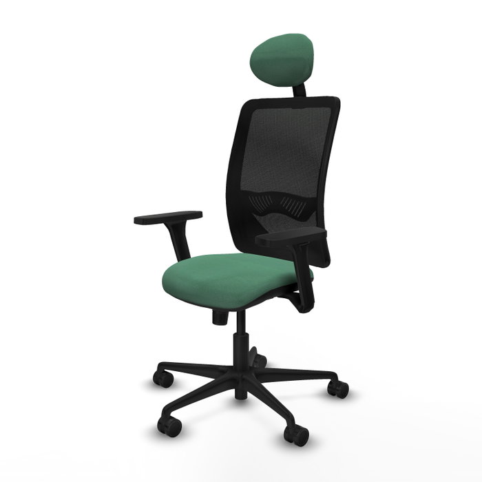 PIQUERAS Y CRESPO Silla de oficina Zulema con mecanismo Sincro, Verde esmeralda y Negro