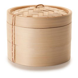 Ibili Vaporera de bambú 20 cm con tapa y 2 bandejas para cocinar al vapor, ideal para cocina tradicional