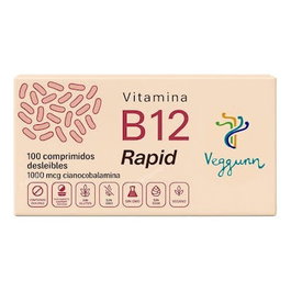 VEGGUNN Vitamina B12 Flash 100 Comp. Contribuye al Metabolismo y es Apta para Veganos