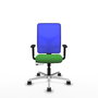 PIQUERAS Y CRESPO Silla de oficina Motilla con mecanismo Sincro/Traslack Verde y Azul