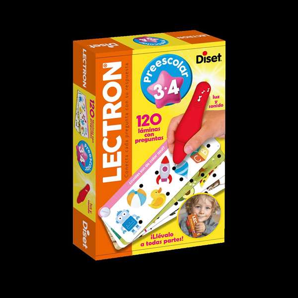 Diset Lectron Bolígrafo Inteligente con Luz y Sonidos, Juego Educativo Preescolar de 60 Tarjetas (120 Preguntas), para 3-4 Años, en Español