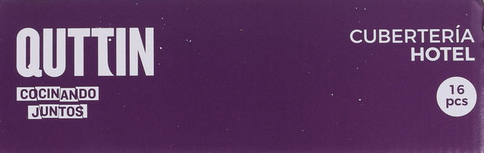 Quttin Cubertería de acero inoxidable 16 piezas modelo Hotel, juego de cubiertos con 4 tenedores, 4 cuchillos, 4 cucharas de mesa y 4 cucharas soperas, 6.78 kg (8 Unidades)