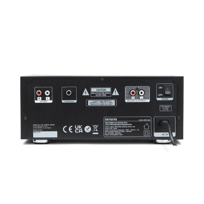 Aiwa Micro cadena MSBTU-550BK 50W RMS CD Radio AUX USB Negro Aiwa Micro cadena MSBTU-550BK 50W RMS CD Radio AUX USB Negro
