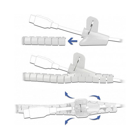 DeLOCK Manguera de espiral con herramienta de inserción 2,5 m x 20 mm blanco