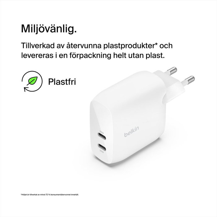 Belkin BoostCharge Pro 60W Dual USB-C Blanco