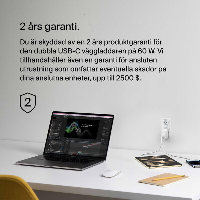 Belkin BoostCharge Pro 60W Dual USB-C Blanco
