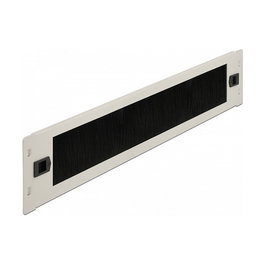 DeLOCK Delock Panel de Gestión de Cables con Cepillo 19 Pulgadas, Rack 2U, Instalación sin Herramientas, Color Negro/Gris, Material Metal y Nylon