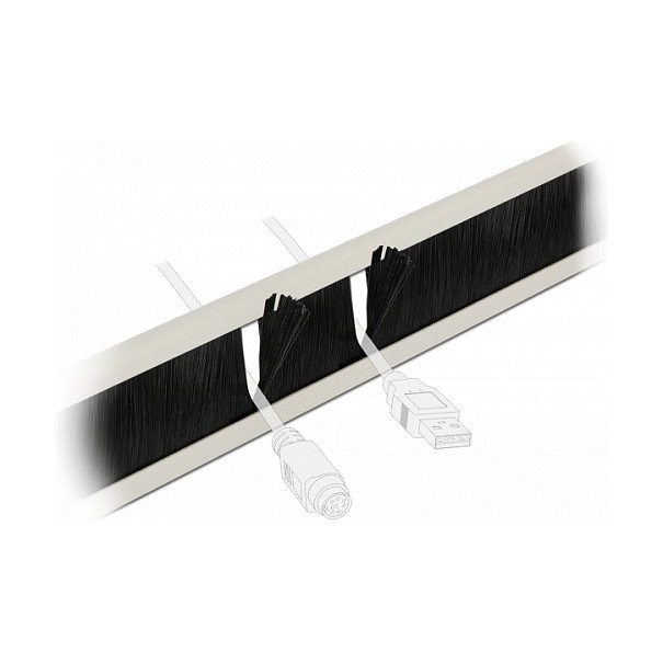 DeLOCK Delock Panel de Gestión de Cables con Cepillo 19 Pulgadas, Rack 2U, Instalación sin Herramientas, Color Negro/Gris, Material Metal y Nylon